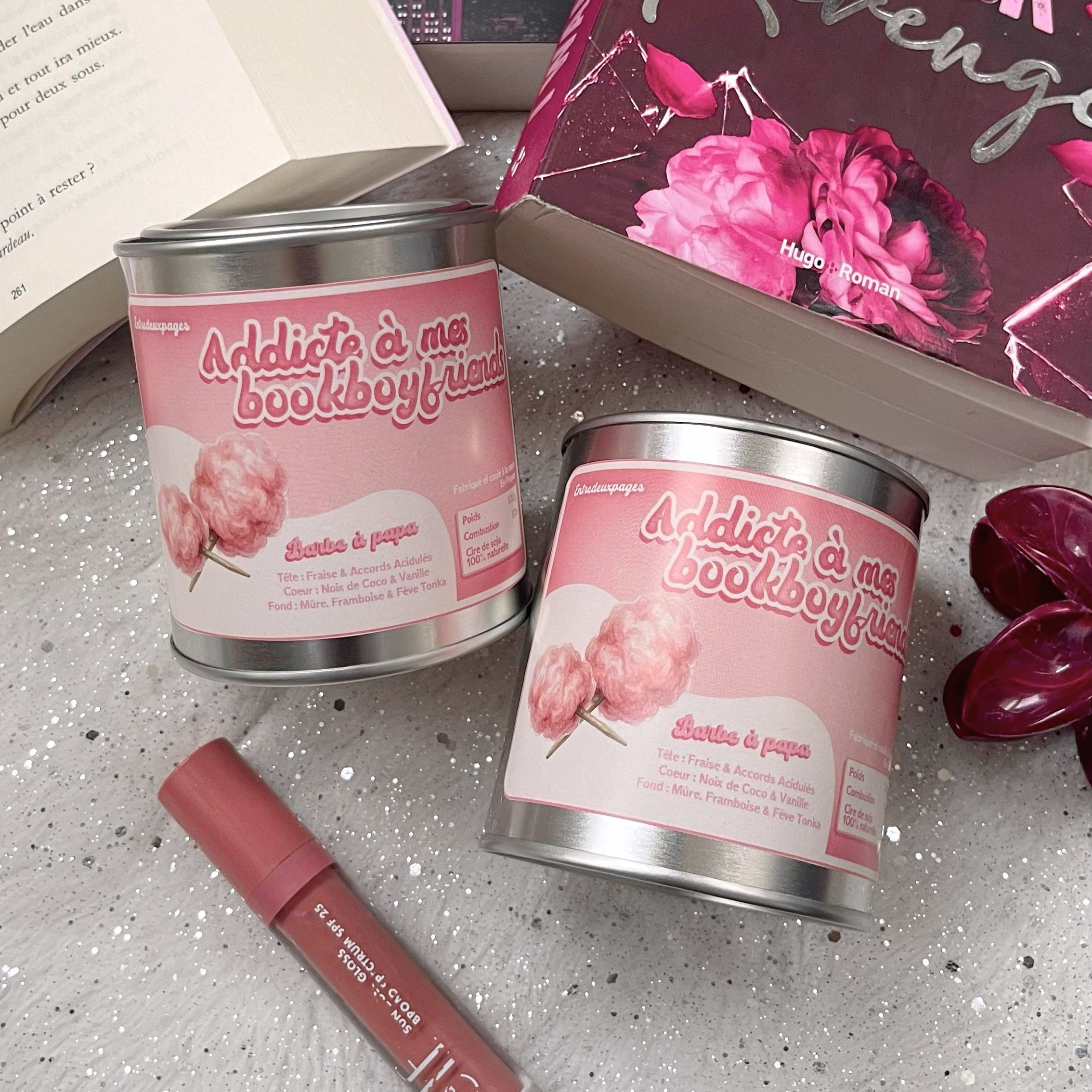 Bougie "Addicte à mes bookboyfriends" - Barbe à papa