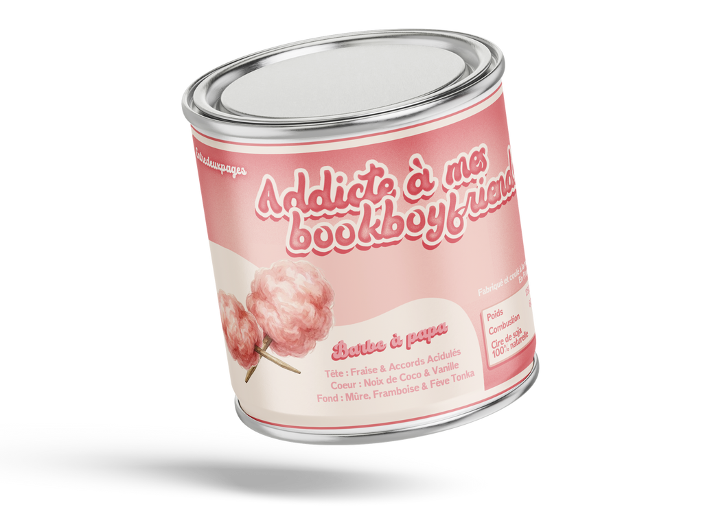 Bougie "Addicte à mes bookboyfriends" - Barbe à papa