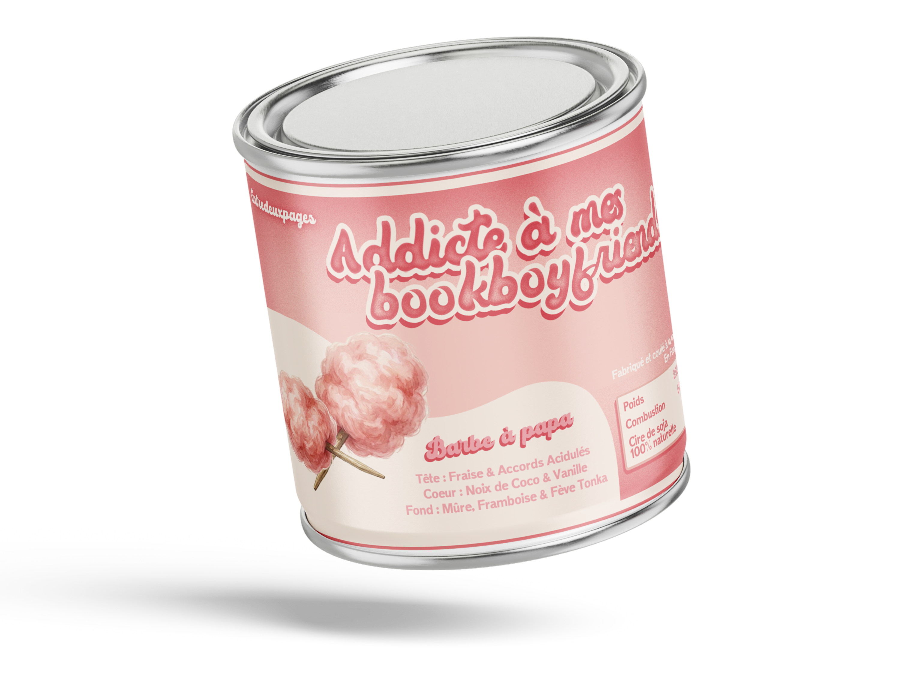 Bougie "Addicte à mes bookboyfriends" - Barbe à papa